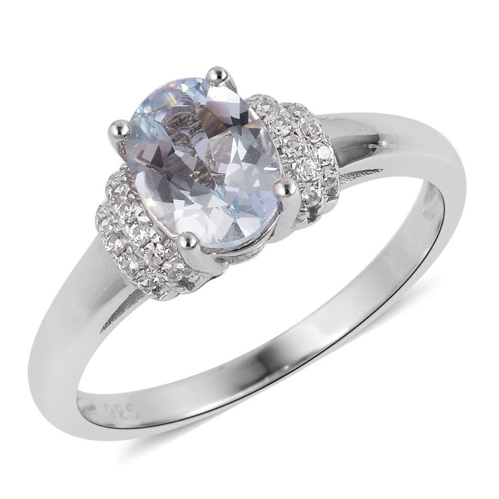 Espirito Santo Aquamarine White Zircon Ring Size 8